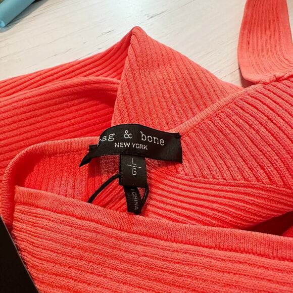 Rag & Bone Asher Ribbed Stretch Tank Size Large Coral Casual - Picture 7 of 9